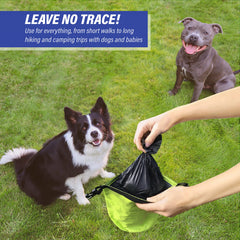 Wag & Wander bag clipped to a leash for quick access during walks