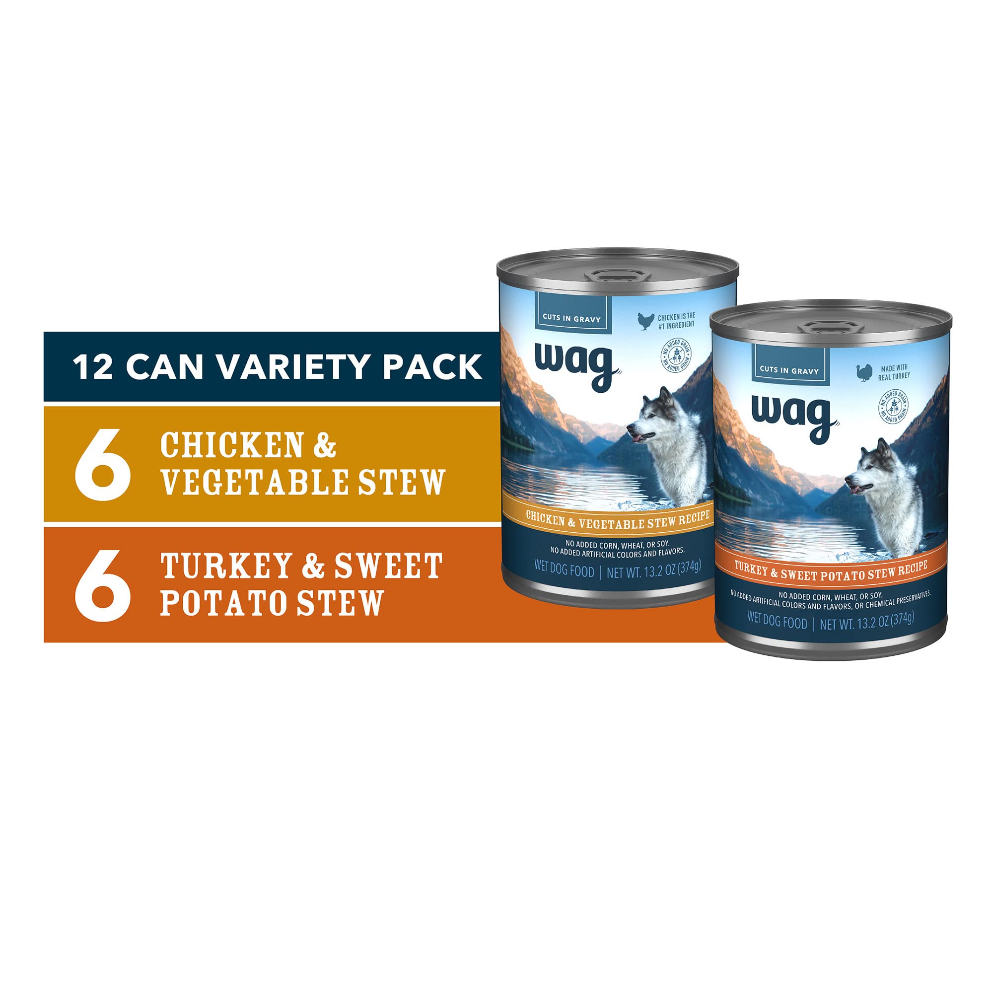 WAG stew chunks of real meat in gravy ideal for mixing with kibble at mealtime