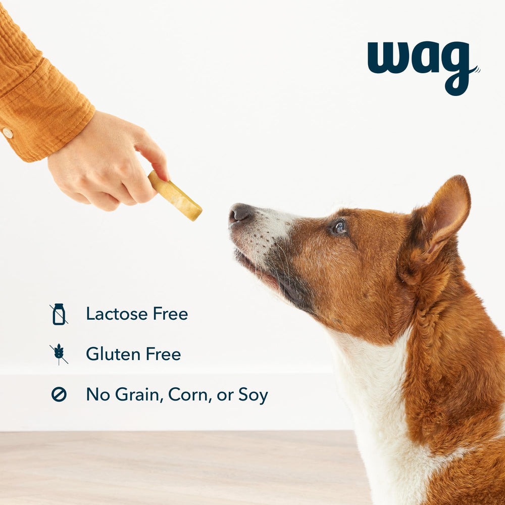 WAG Yak Cheese chew close-up, protein rich texture for large dogs.