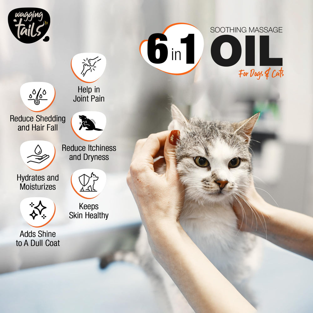Wagging Tails 6-in-1 soothing oil vitamin E enriched formula enhances skin and coat