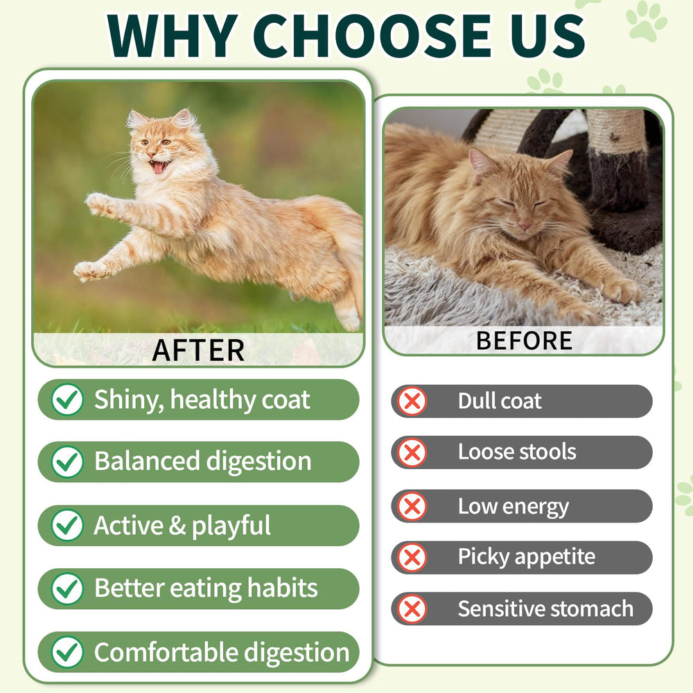 Wagmee Cat Probiotics Tasty Chews omega-3 rich formula supports a healthy coat.
