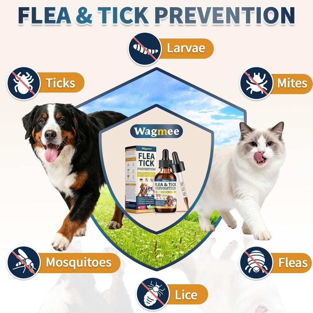 Wagmee chicken-flavored drops mix easily into pet food for convenience.