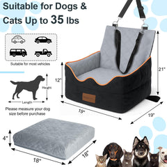 Wagnation dog car seat fits small and medium dogs up to 35 pounds.
