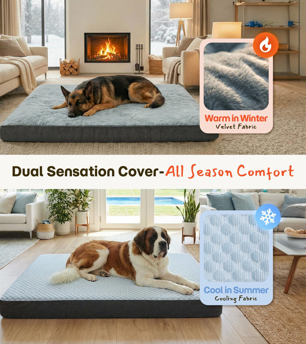 Wagora dog bed with dual-surface covers for year-round versatility