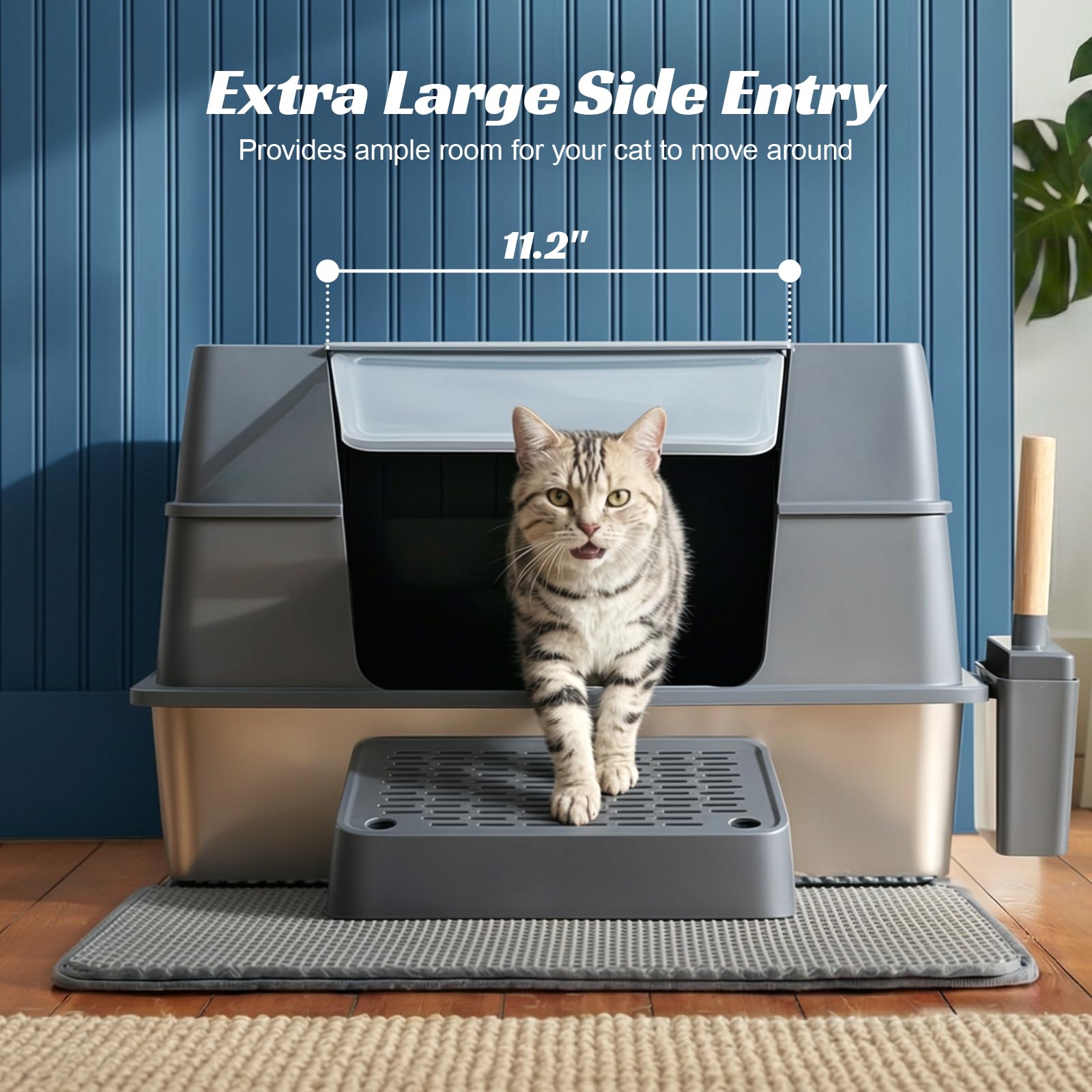 Wagora side entry design enables easy access for large cats and minimizes mess