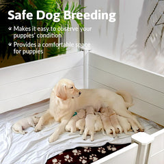 Wagora Whelping Box ample 48x48 inches space for litter comfort.