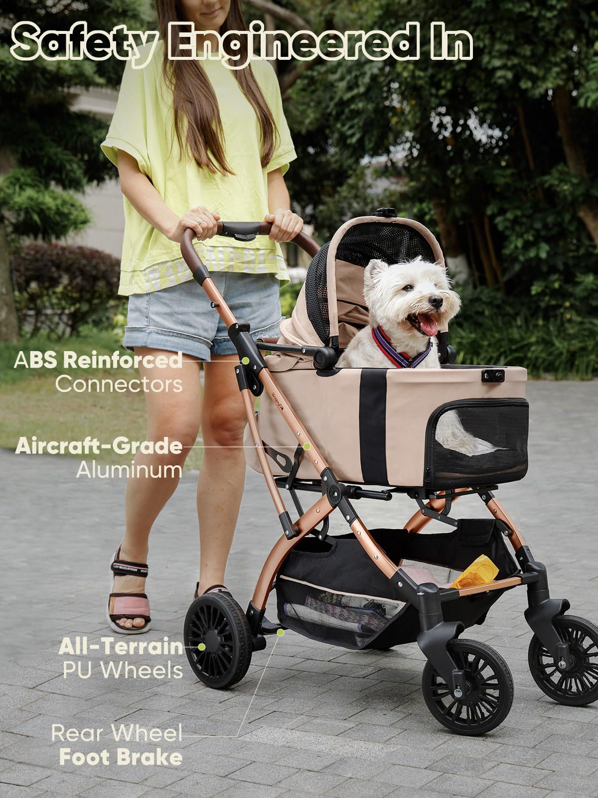 WagvyGo all-terrain wheels and instant brake on a rugged path