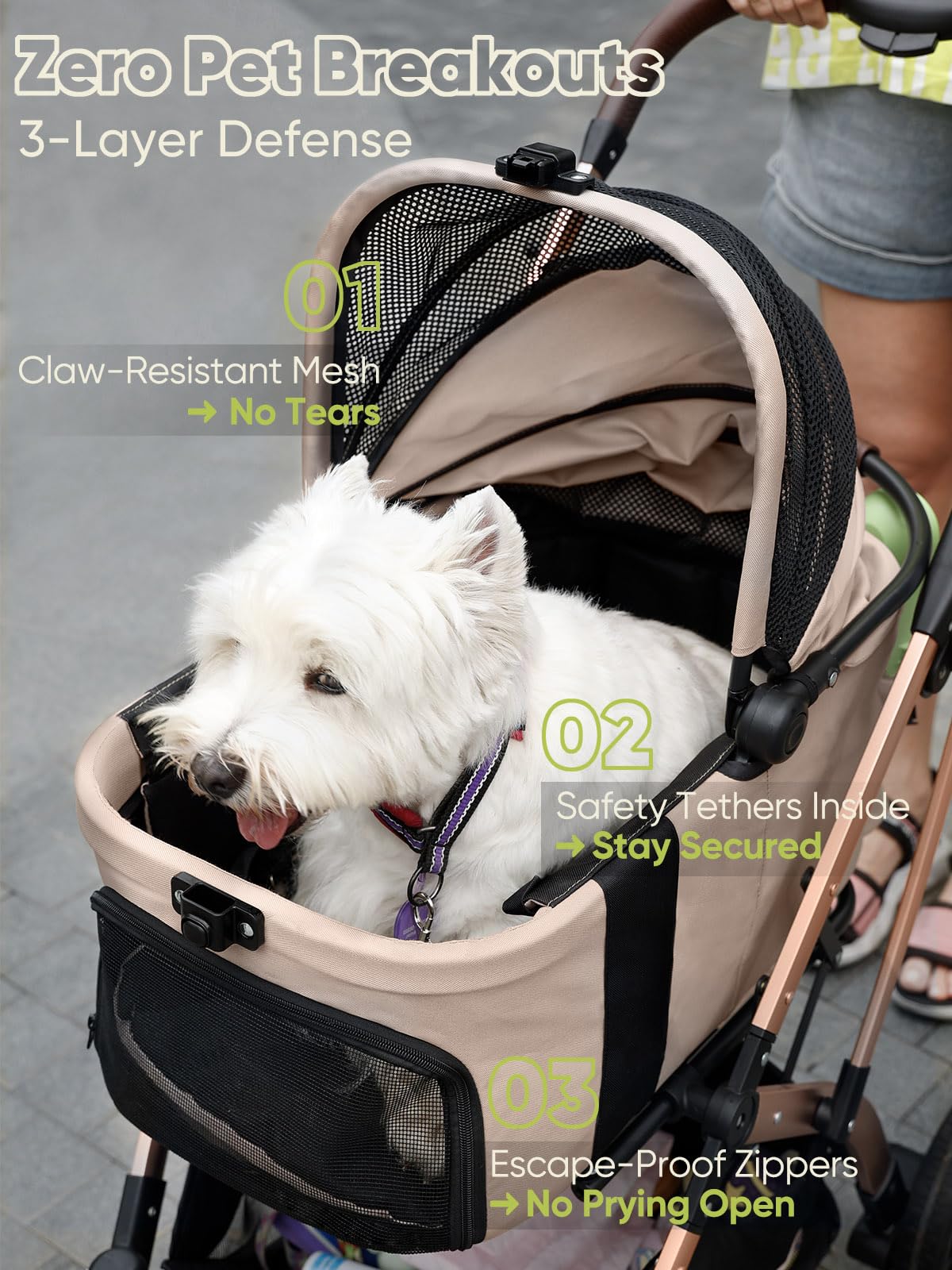 WagvyGo dual-direction sunshade canopy providing shade during walks