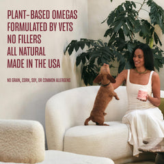 WagWell Ahiflower omega blend image emphasizing plant-based skin support.