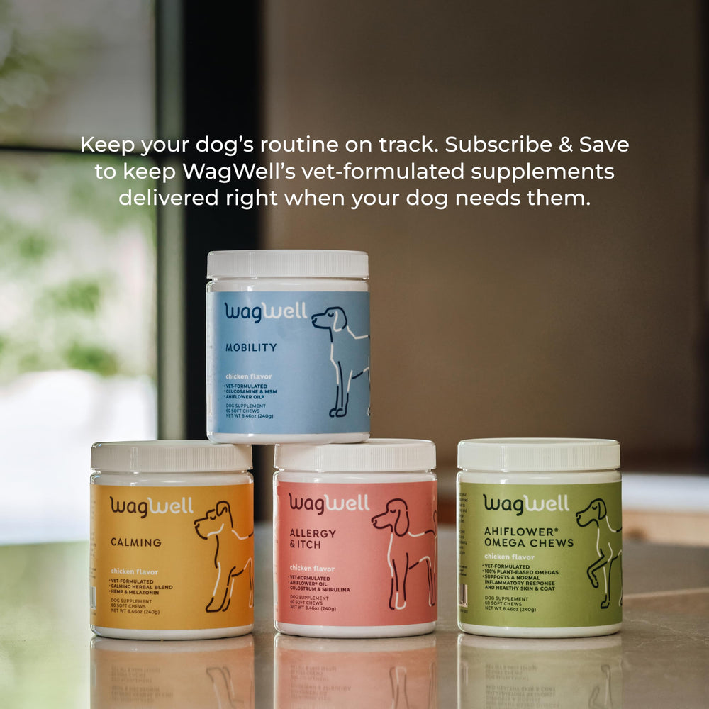 WagWell USA-made vet-formulated badge on packaging.