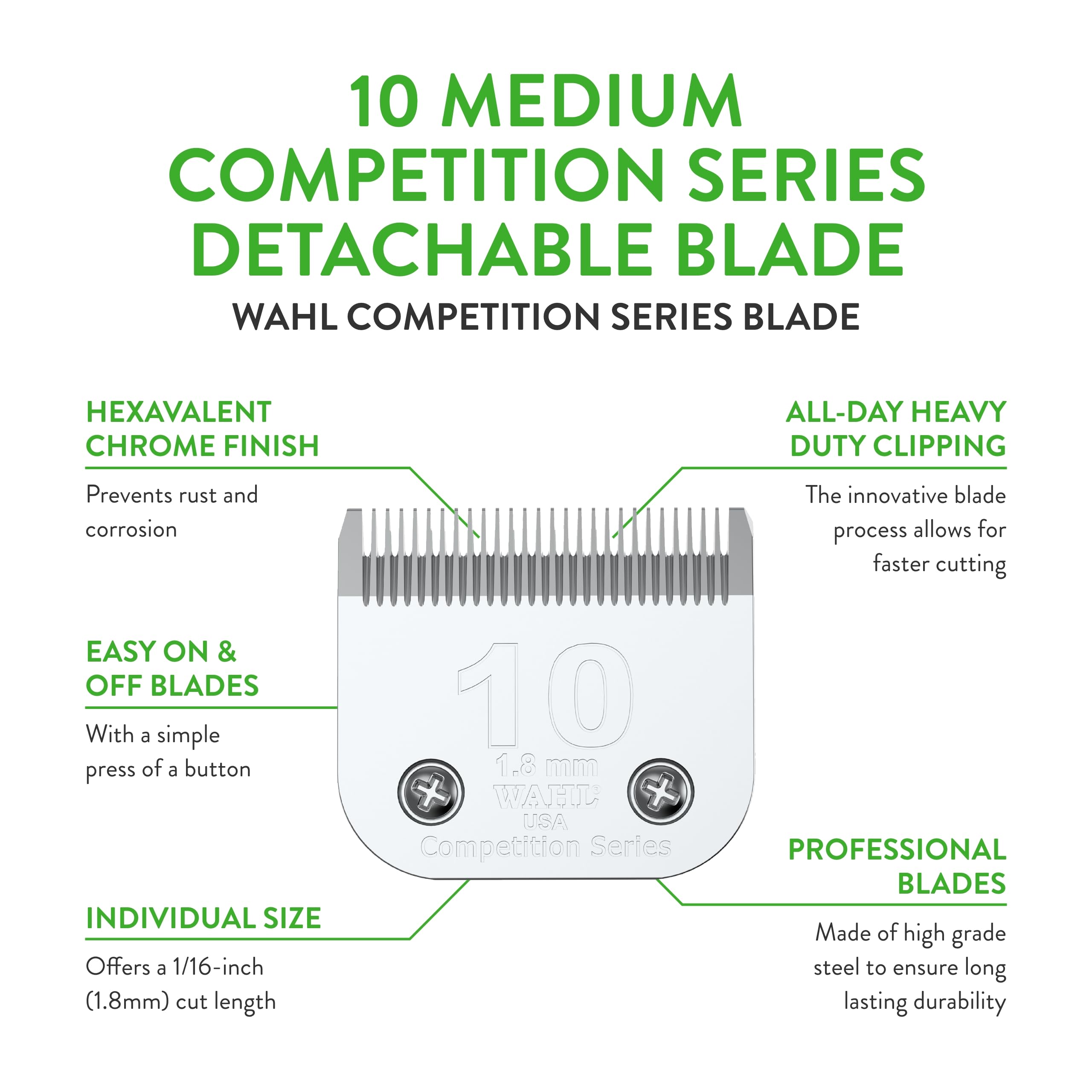 Wahl 2358-100 detachable blade 1-16 inch cut close-up highlighting chrome finish