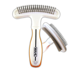 Wahl 2-in-1 deshedding rake close-up with double-row pins for coat care