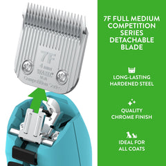 Wahl 7F blade chrome finish close-up for rust-resistant durability