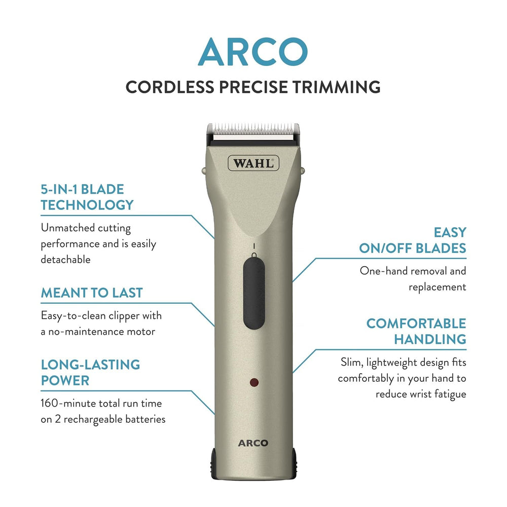 Wahl Arco 5-in-1 blade sizes—versatile lengths for varying coats.