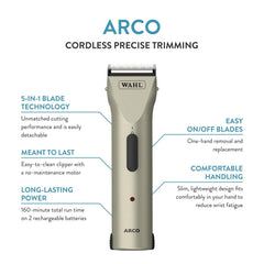 Wahl Arco 5-in-1 blade sizes—versatile lengths for varying coats.