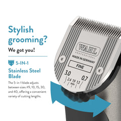 Wahl Bravura 5-in-1 blade set enables versatile trimming lengths