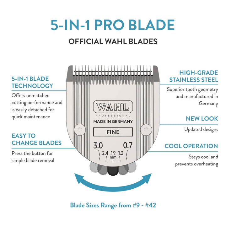 WAHL Bravura clipper adjustable blade close-up for precise trimming.