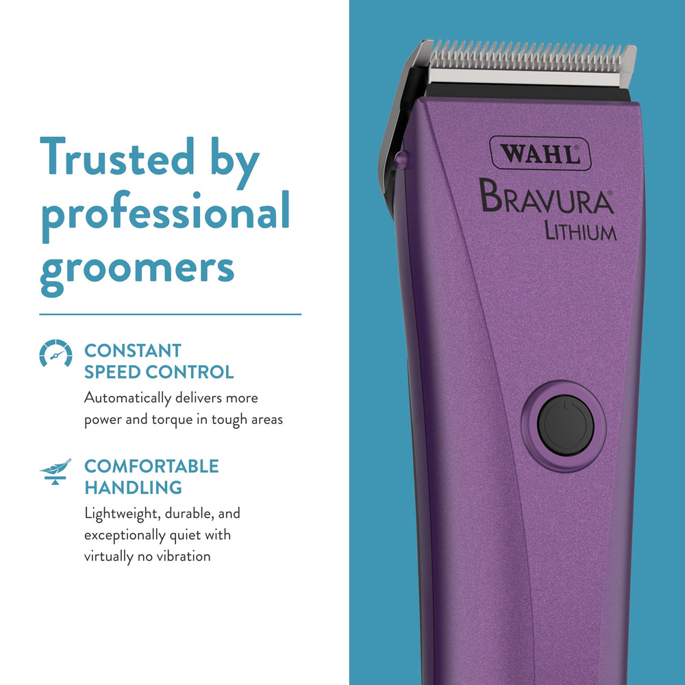 Wahl Bravura in-hand use during a pet grooming session