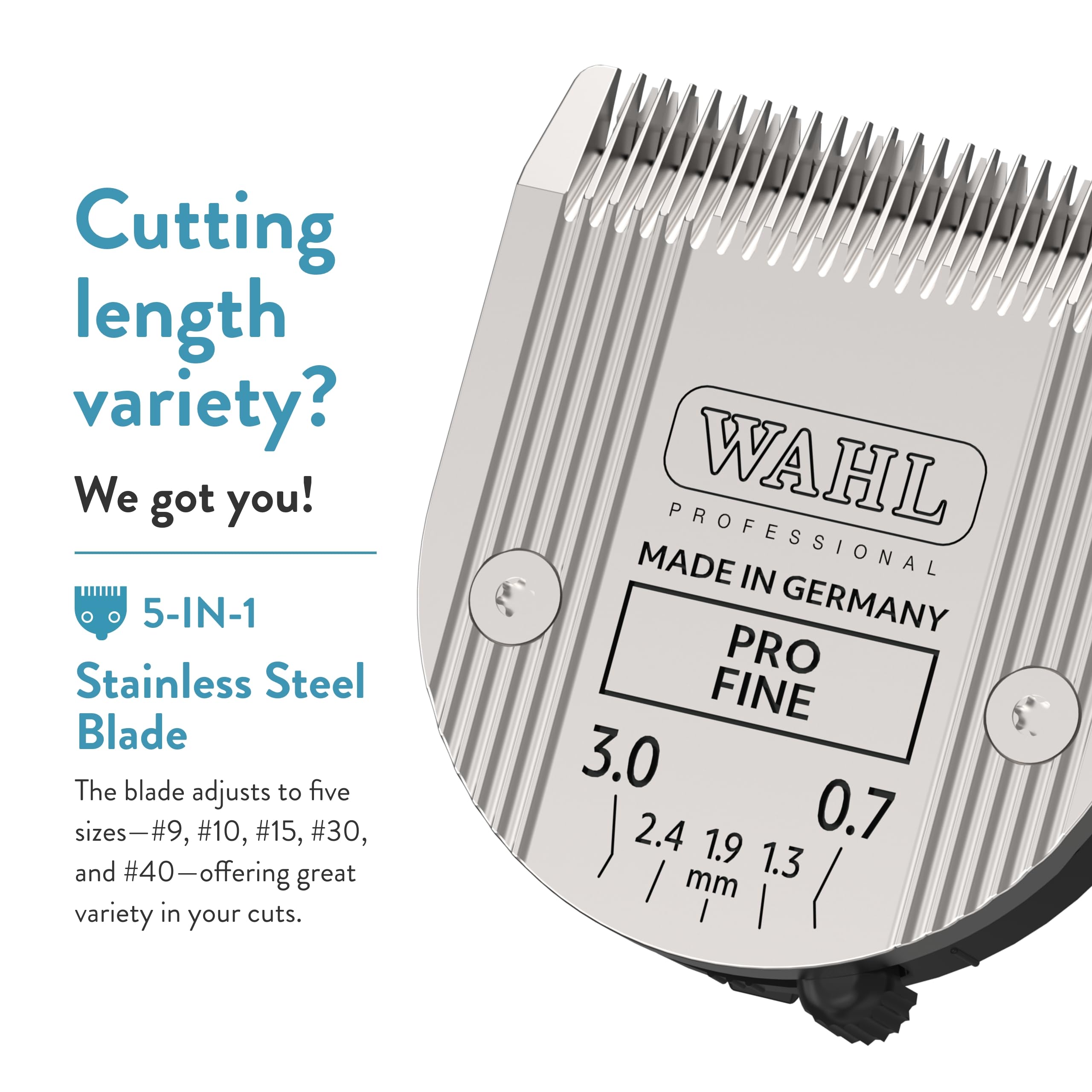 WAHL Chromado clipper blade detail showing high-grade steel performance.