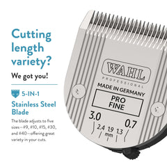 WAHL Chromado clipper blade detail showing high-grade steel performance.
