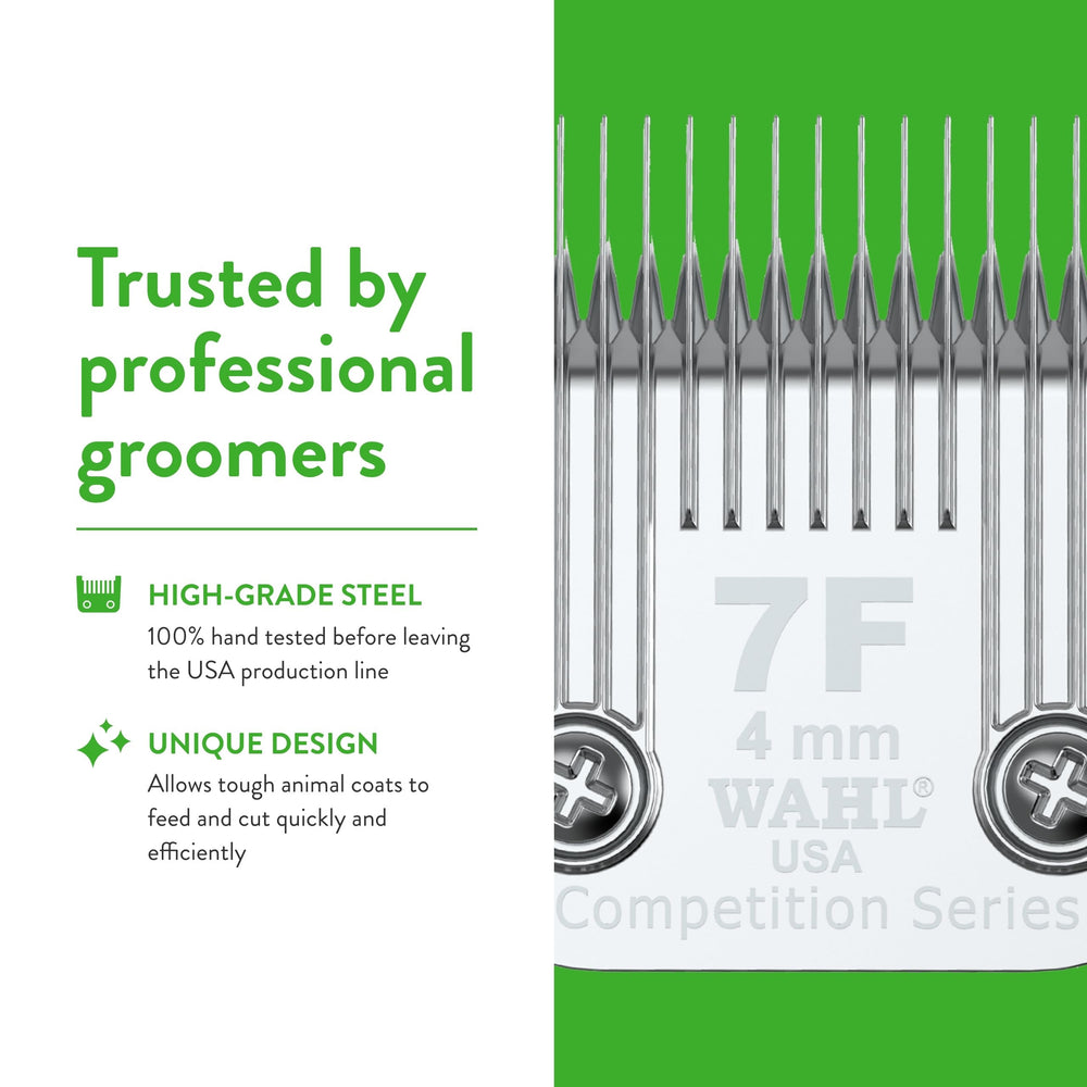 Grooming a dog, cat, or horse with the 7F blade for smooth coats