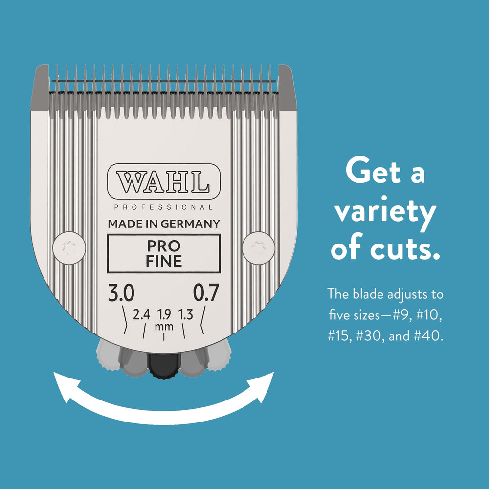 WAHL Figura clipper close-up with 5-in-1 blades for easy adjustments.