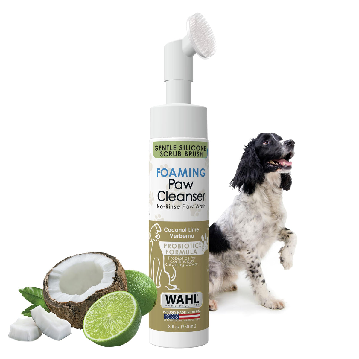 Wahl Gentle Foaming Paw Cleaner pump bottle for quick no-rinse paw cleaning.