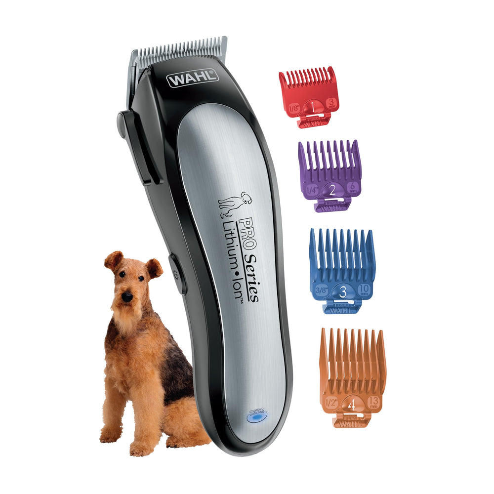Wahl color-coded guide combs attached for easy coat-length selection