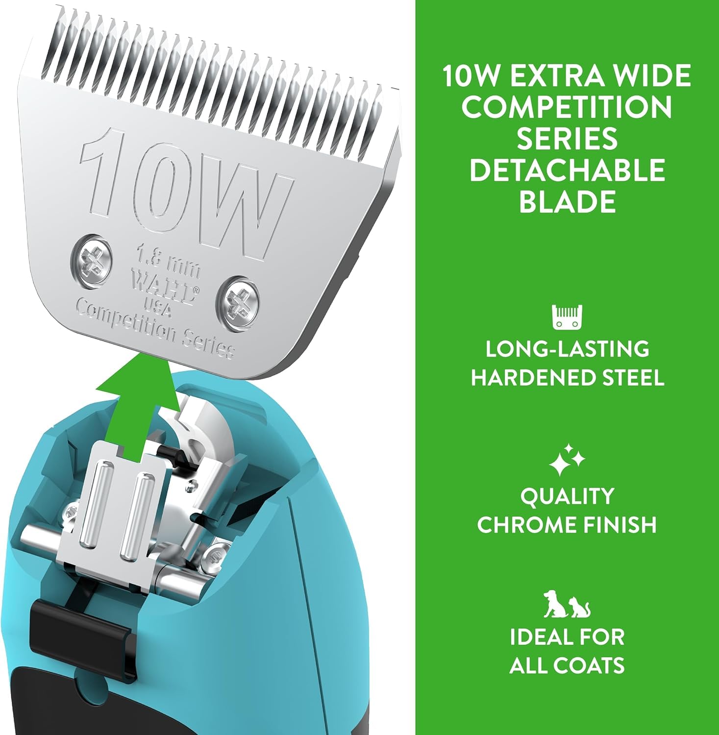 Wahl USA-made badge closeup signals quality and domestic manufacturing.