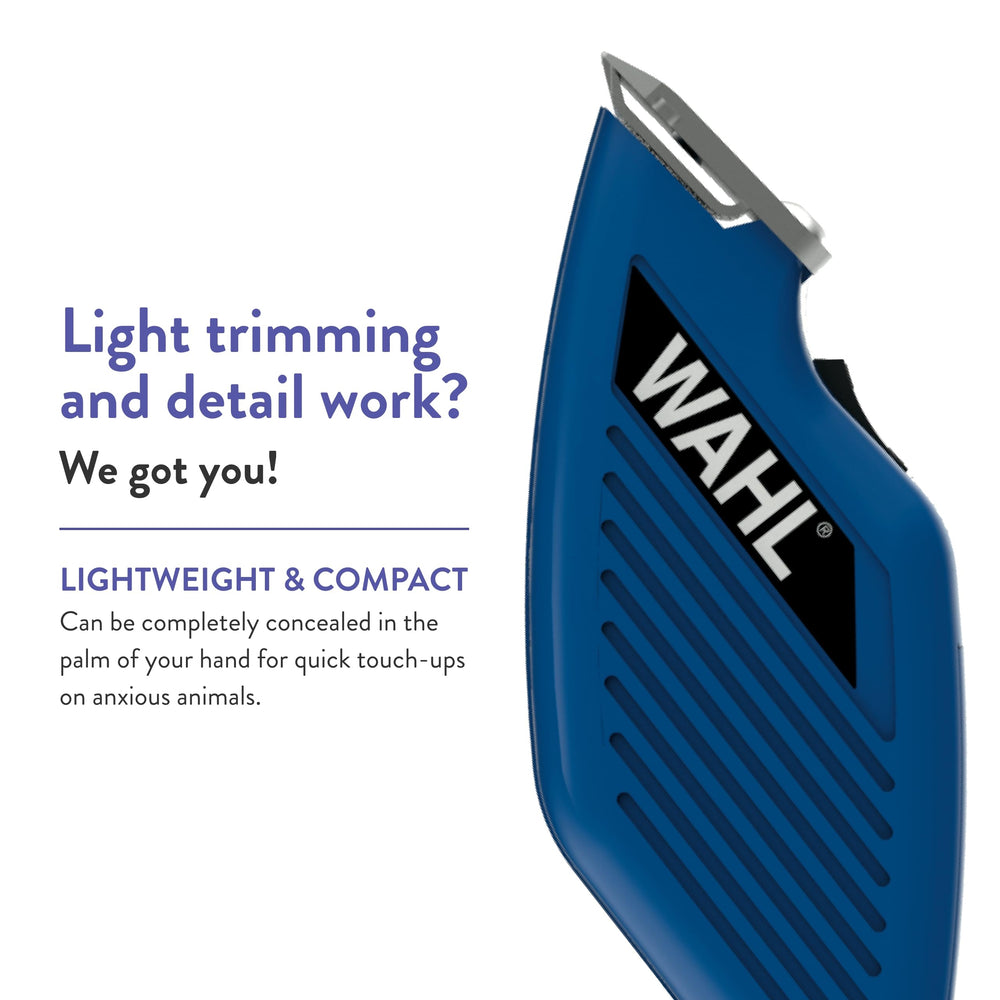 Wahl Pocket Pro Equine blue ear trim in action for gentle grooming.