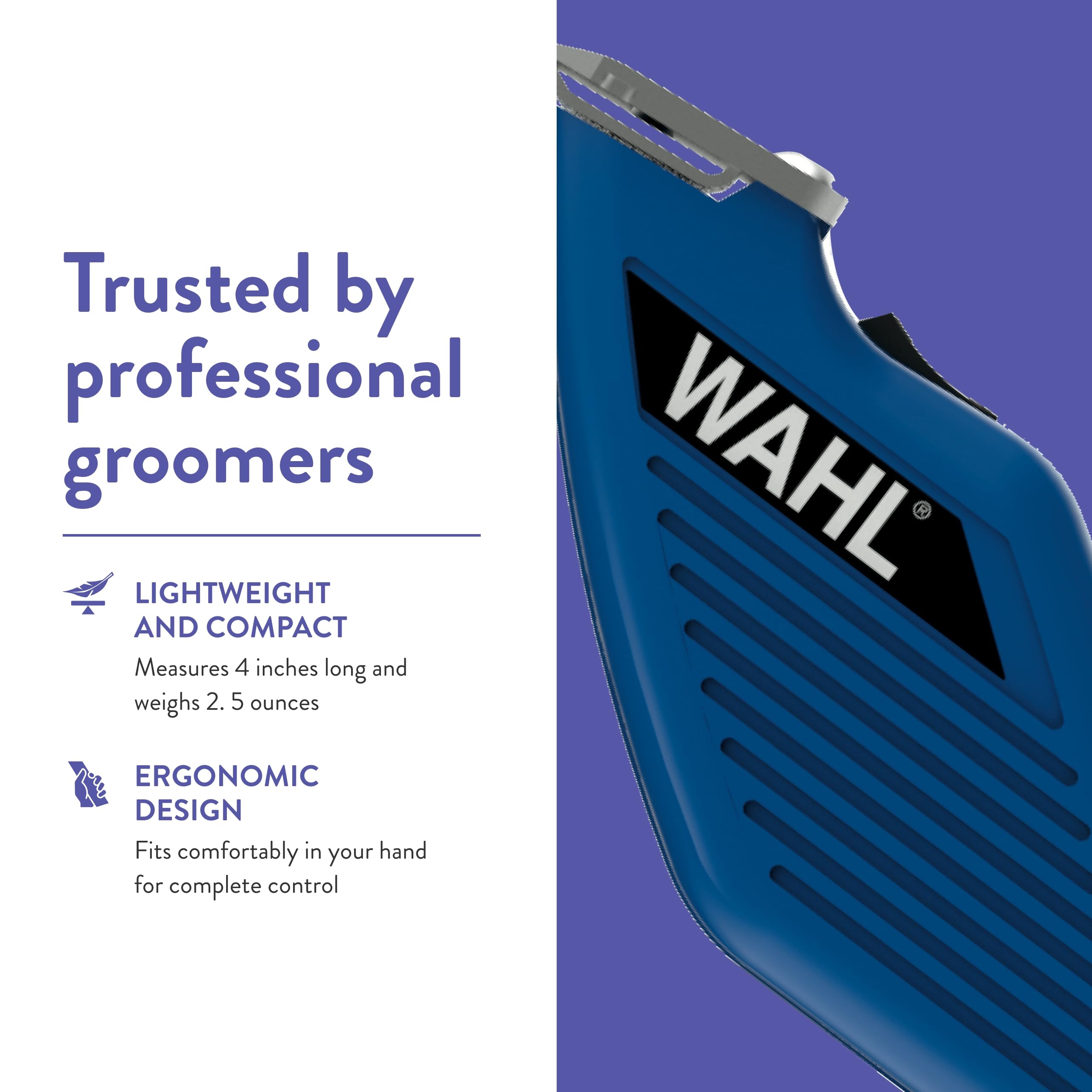 Wahl Pocket Pro Equine blue muzzle trim for precise grooming near sensitive areas.