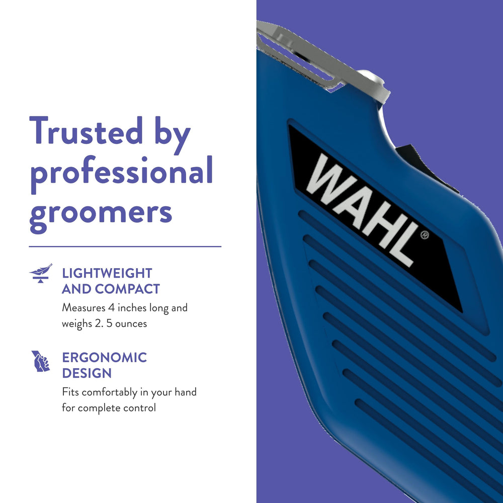 Wahl Pocket Pro Equine blue muzzle trim for precise grooming near sensitive areas.