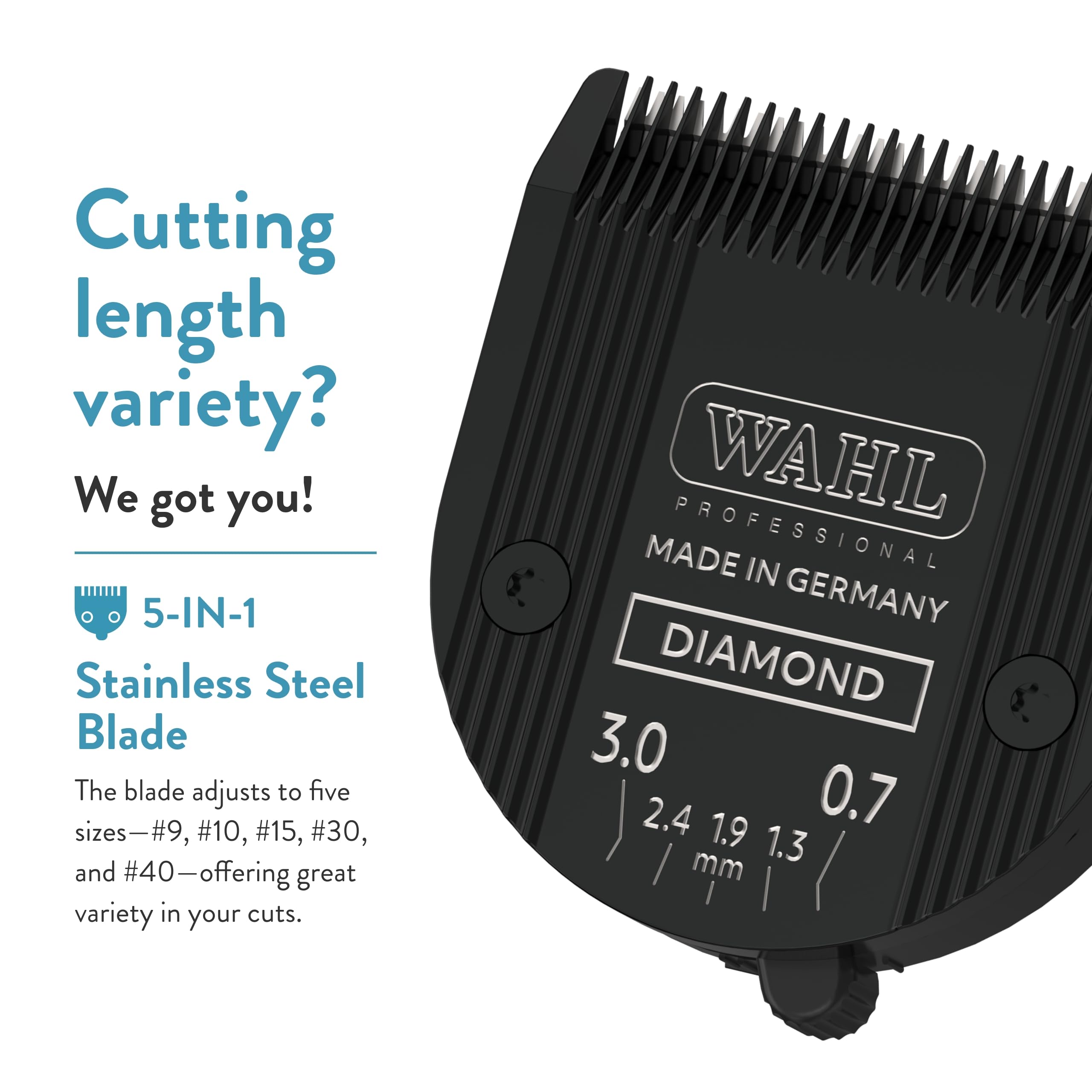Blade with precision teeth helps cool operation for smoother grooming.