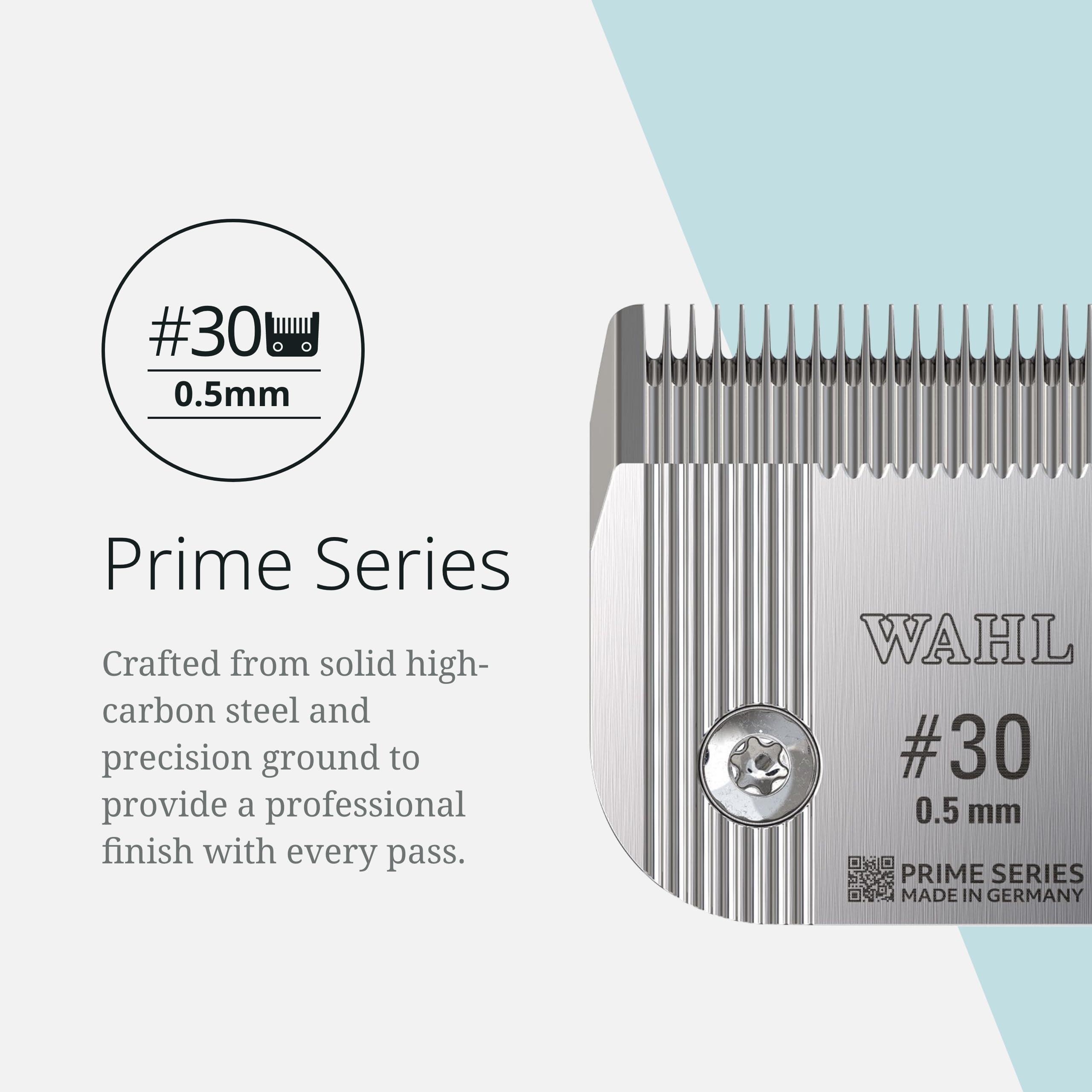 Wahl Prime Series blades held in hand for scale and grip