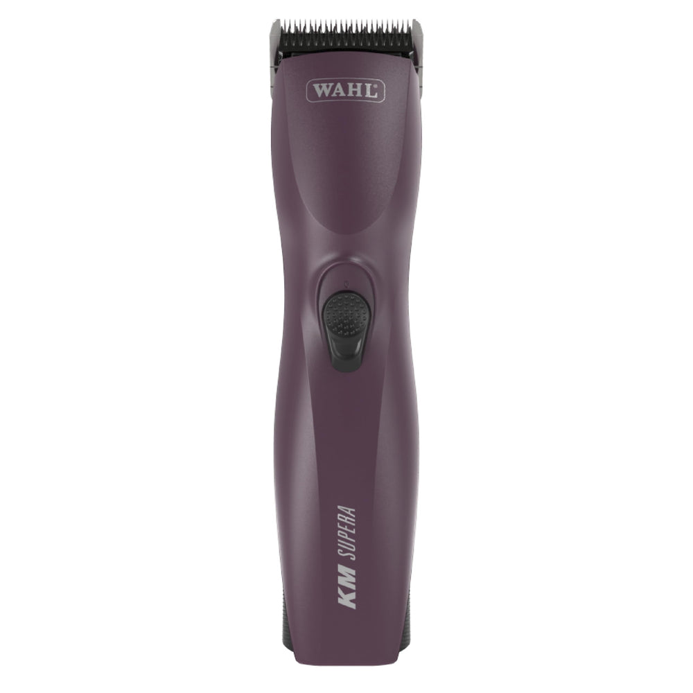 Wahl Pro Animal KM Supera cordless clipper battery indicator for long grooming sessions.