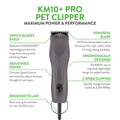 Detachable #10 Prime Series blade shown with KM10+ clipper for precision trimming.