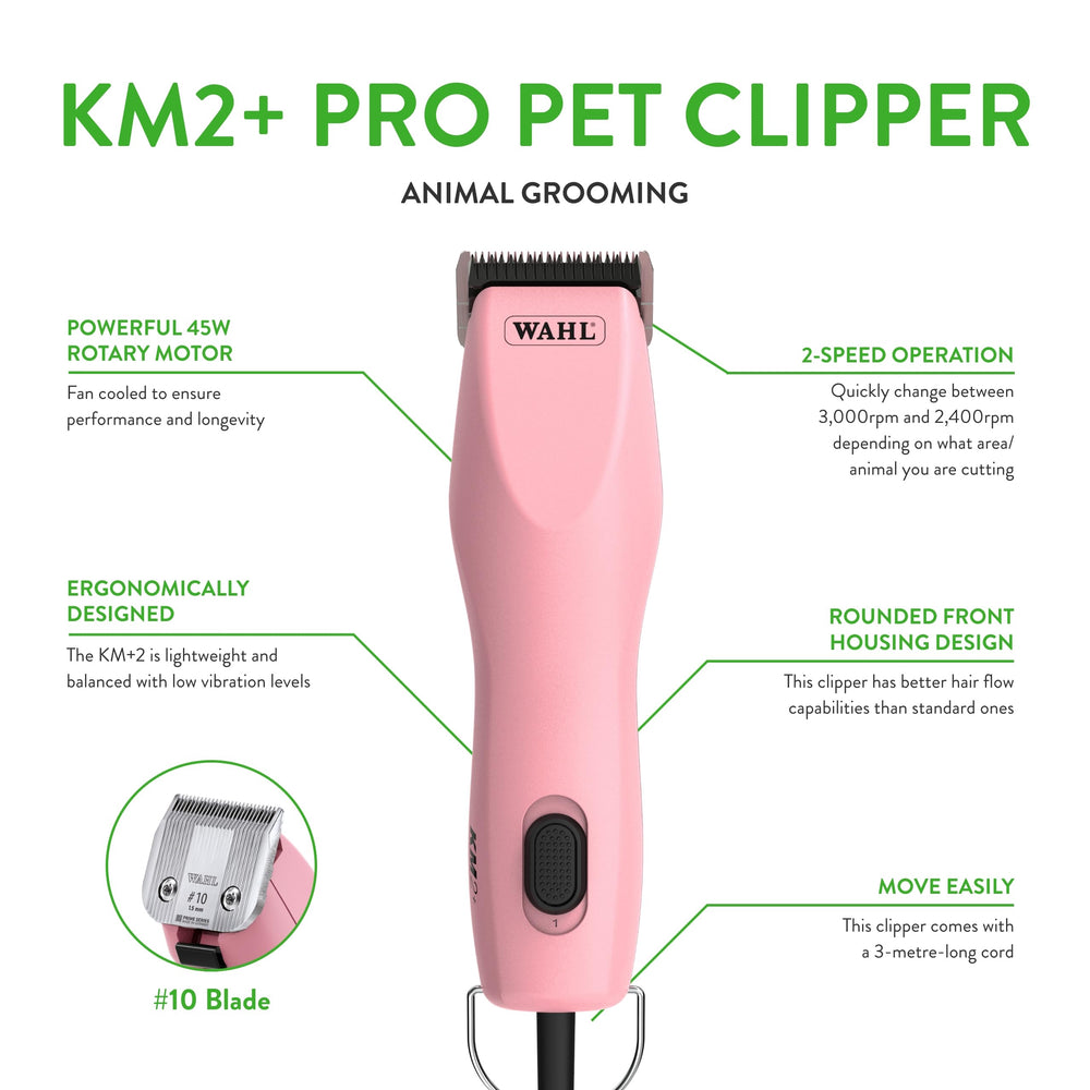 Wahl Pro Animal KM2+ corded clipper side view showcasing design for grooming