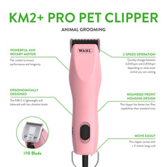 Wahl Pro Animal KM2+ corded clipper side view showcasing design for grooming