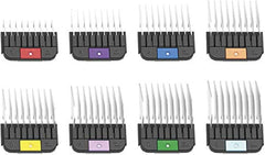 Wahl Pro Animal stainless steel attachment combs with eight lengths for precise pet grooming.