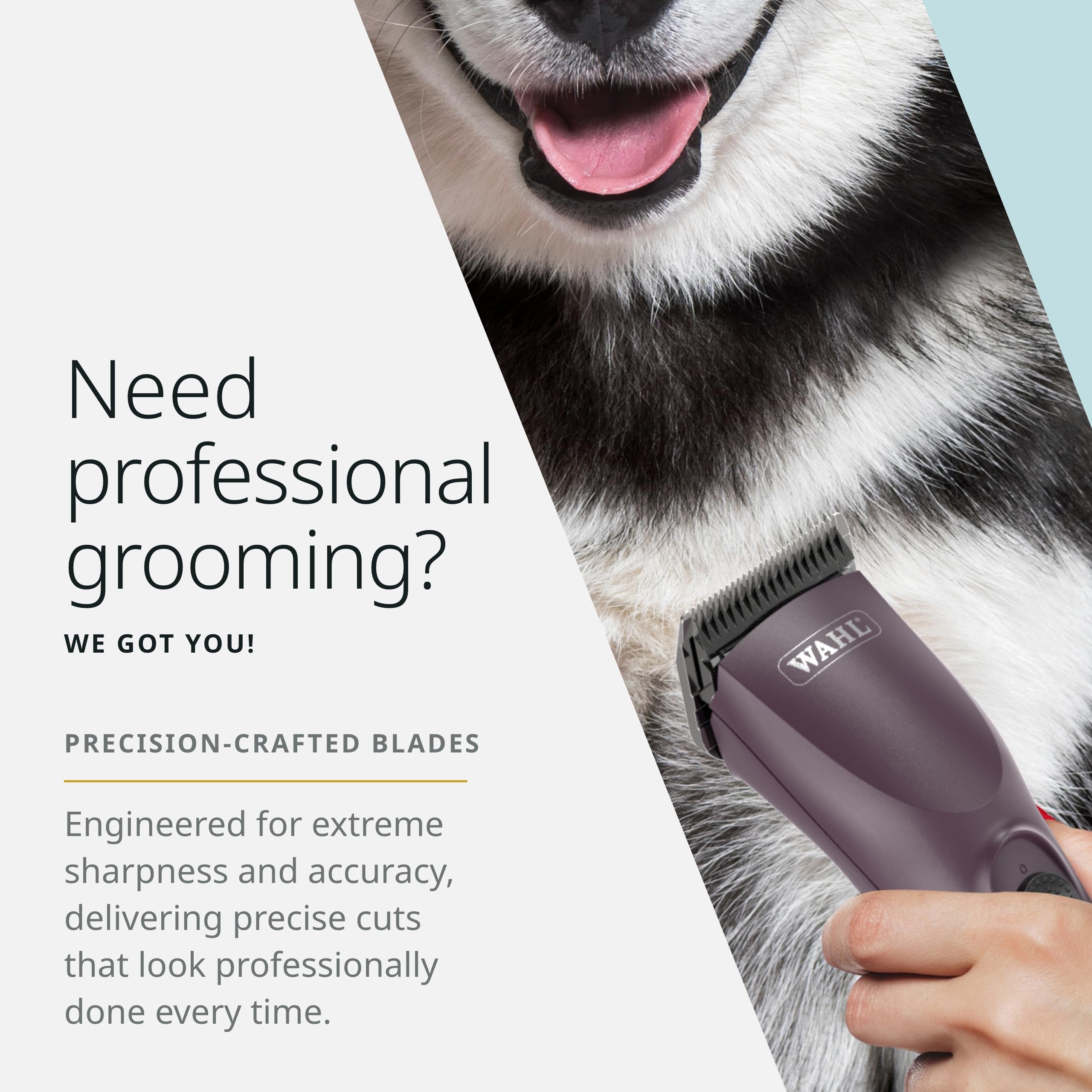 Precision-ground fine-tooth blade from Wahl for clean pet finishes