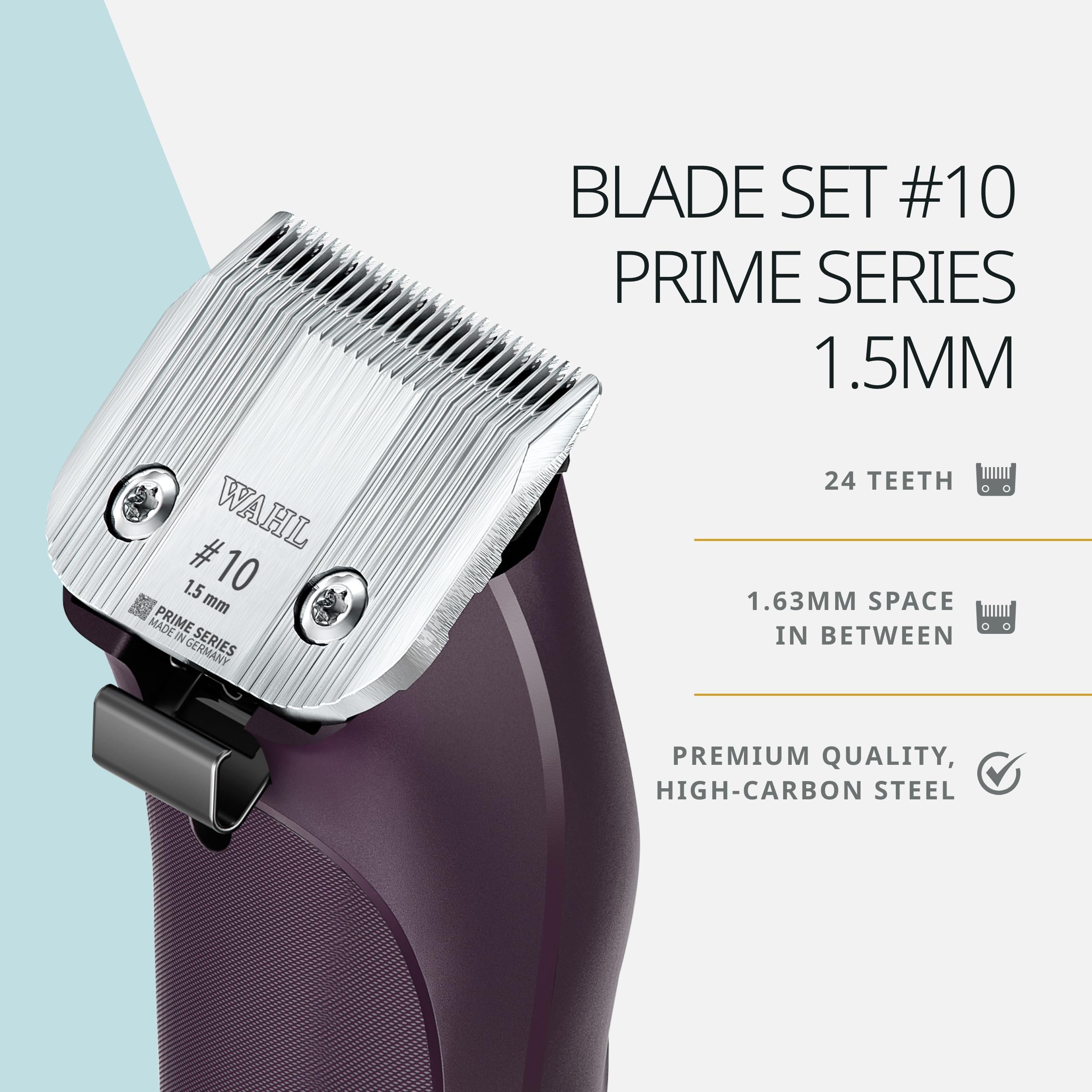 Quick-change system on Wahl Prime blades facilitates rapid blade swaps