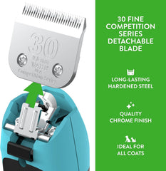 Wahl Professional Animal 30 fine blade chrome finish highlights durability and rust resistance.