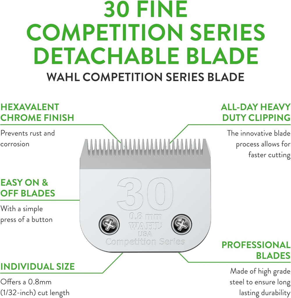 Wahl 30 fine blade cut-length 1/32 inch in action for precise trims.