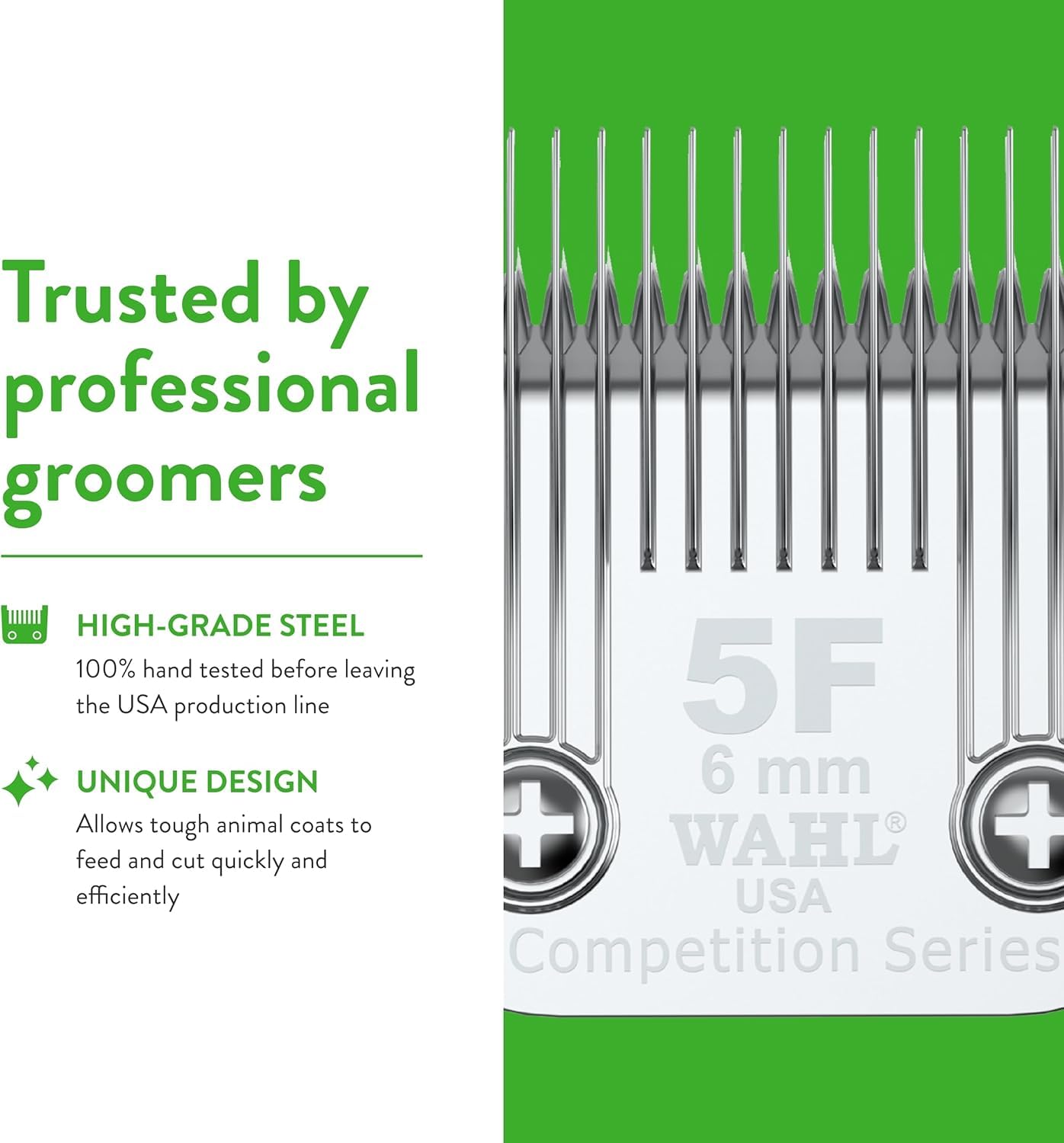 Wahl Professional Animal 5F blade shown during quality assurance process.
