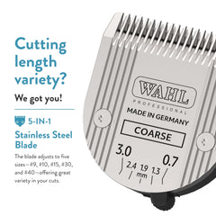 WAHL clipper with detachable blade ready for quick grooming on pets.