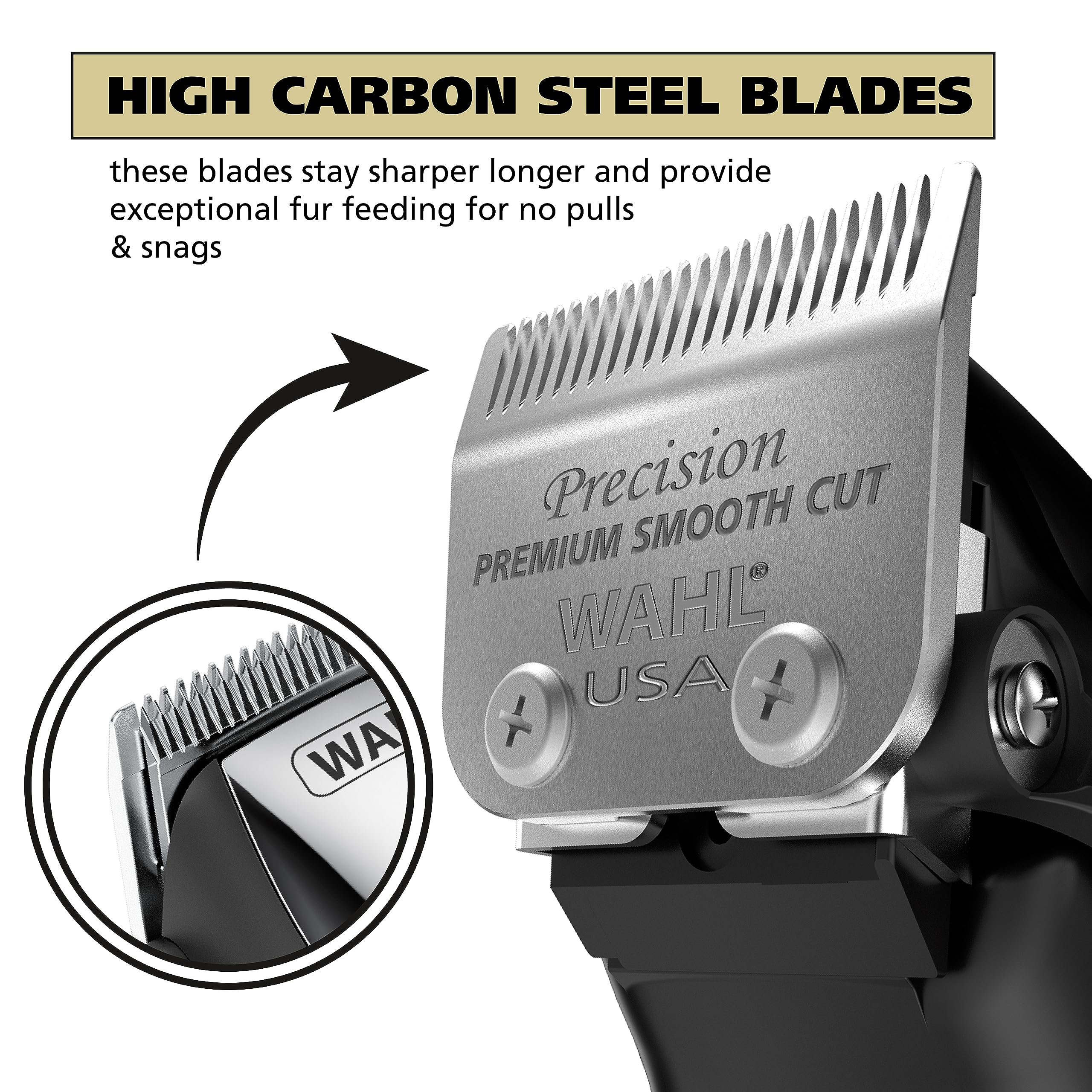 Wahl Quiet Pro guide combs for precise lengths from 1/8 to 1/2 inch