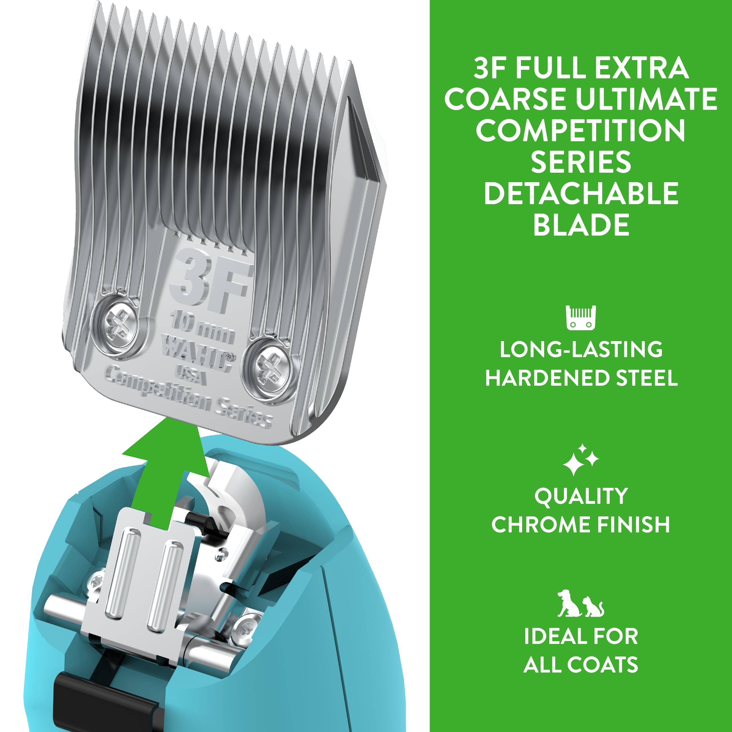 USA-made Wahl blade assembly with premium chrome