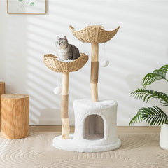 WAIDOBE wooden cat tree showing the heavy base for stability