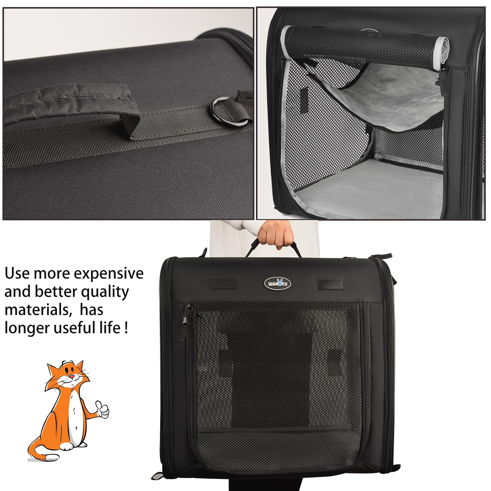 Wakytu 2-in-1 pet carrier split-usage supports two pets on outings.