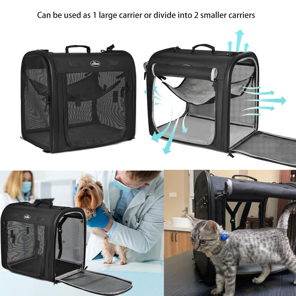 Wakytu storage bag stores folded carrier for clutter-free travel.